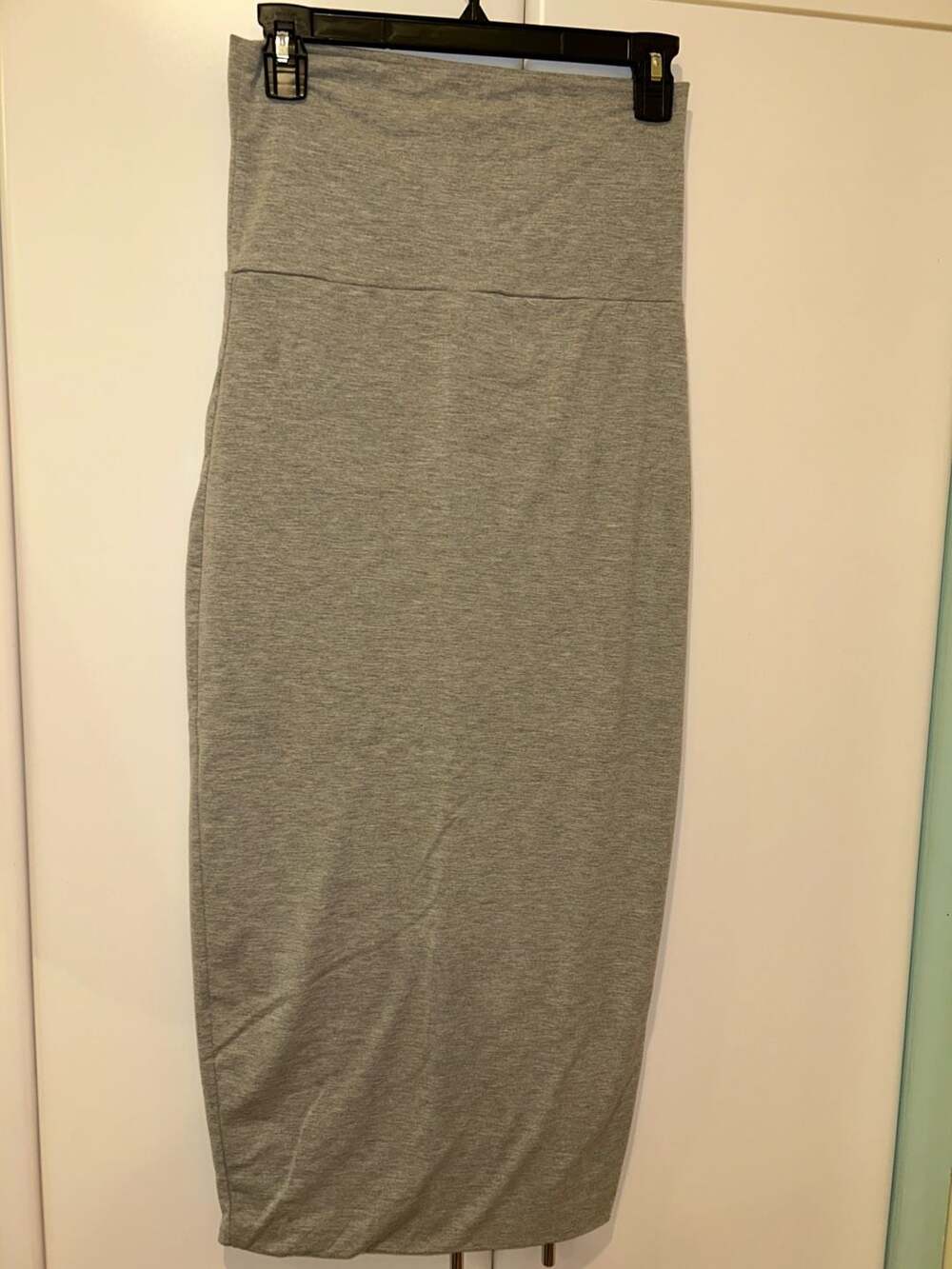 Basic Grey Heathered High-Waisted Pencil Skirt